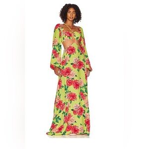 AFRM BEKAH MAXI DRESS IN LIME ROSE GARDEN, XS